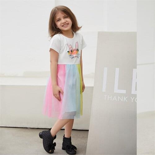 Jumping Meters New Arrival Hot Selling Cute Animal Embroidery Summer Mesh Baby Girls Party Tutu Dresses Toddler Fashion Clothes