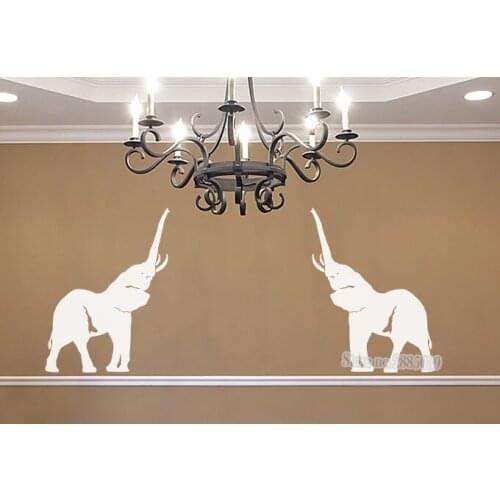 New Arrivals Wall Great Elephants Art Decal Vinyl Removable Wall Sticker Living Room A pair Elephants Sofa Wall DIY Decor LA342