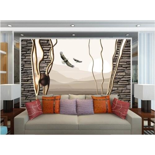 Trunk branches brick wall TV backdrop 3d stereoscopic wallpaper 3d room wallpaper landscape