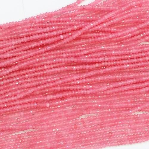 Lovely pink crystal stone chalcedony jades 2*4mm faceted rondelle abacus loose beads jewelry making 15inch B560