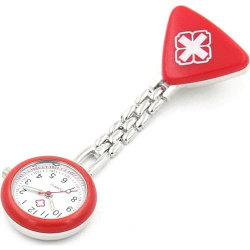 Protable Nurse Watches With Clip Red Cross Brooch Pendant Pocket Hanging Doctor Nurses Medical Quartz Watch NYZ Shop