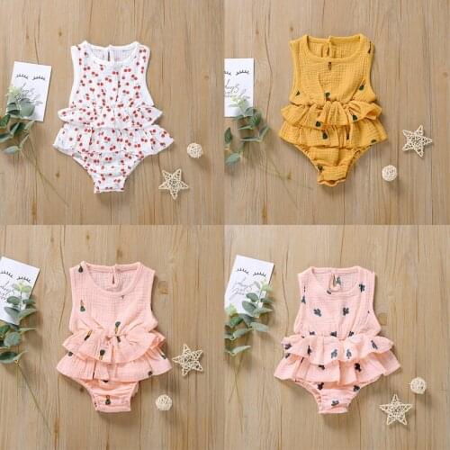0-24 Months Baby Girl Clothes Newborn Baby Romper Toddler Summer Triangle Romper Toddler Summer Cartoon Print Triangle Romper