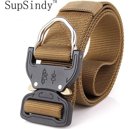 SupSindy mens canvas belt Metal insert buckle military nylon Training belt Army tactical belts for Men Best quality male strap