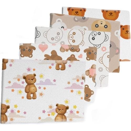 Cute Bear Polyester Cotton Fabric Printed Twill Fabrics Sheet DIY Dress Handbag Sewing Materials 50*145cm