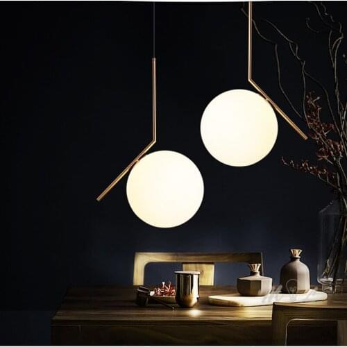 Modern Home Deco Glass Ball Pendant Light Fixture Loft Living Room Bedroom Led Lamp Art Deco Suspension Luminaire Globe Hanging