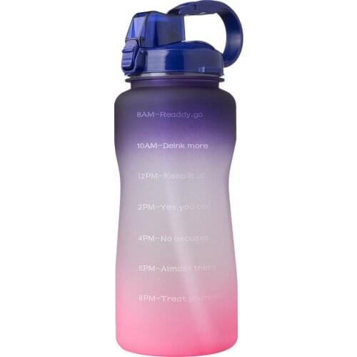 2000ml Sports Water Bottle Handle Gradient Color Sport Bottle With Straw Leak proof Portable Drinking Kettle Sport Water Jug