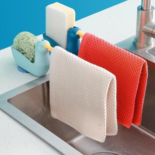 Storage Rack Rotatable Punch-free Plastic Kitchen Sponge Sink Rack for Restaurant