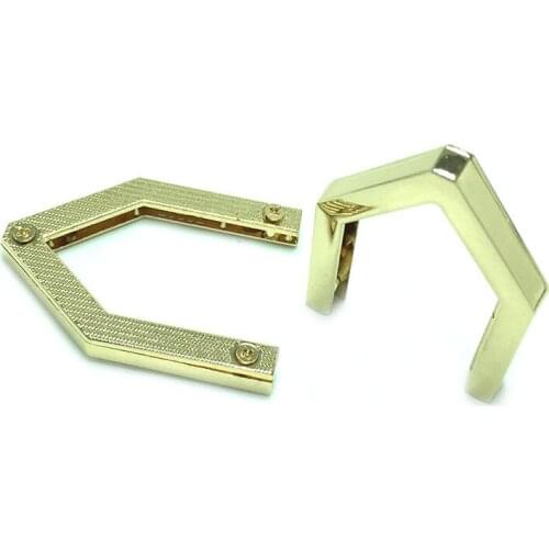 Handbag triangle decoration end clips by screws,Gold color strap cover clasp