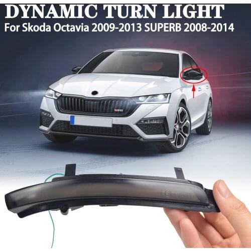 2pcs LED Dynamic Turn Signal Blinker Side Rear-View Mirror Indicator Light For Skoda Octavia 2009-2013 SUPERB 2008-2014