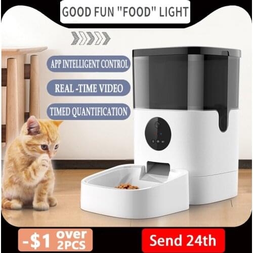 Pet Smart Feeder 6L Capacity WiFi Video Version Remote Monitoring Timing Quantitative Automatic Dogs and Cats Feeder