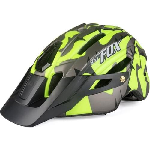 BATFOX Green Cycling Helmet With Back light Bicycle Helmets MTB Bike Helmets Road Mountain Bicycle Helmet Safety Cap Men Helmet