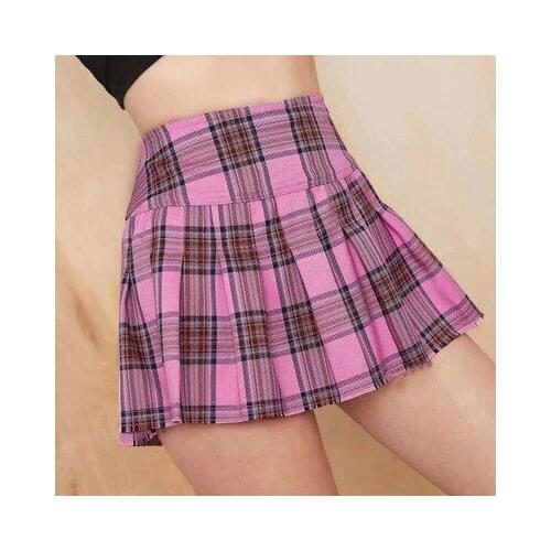 Spring Summer Gothic Harajuku Hot Girl Pink Punk Sexy Skirts Streetwear Fashion High Waist Mini Pleated Skirt