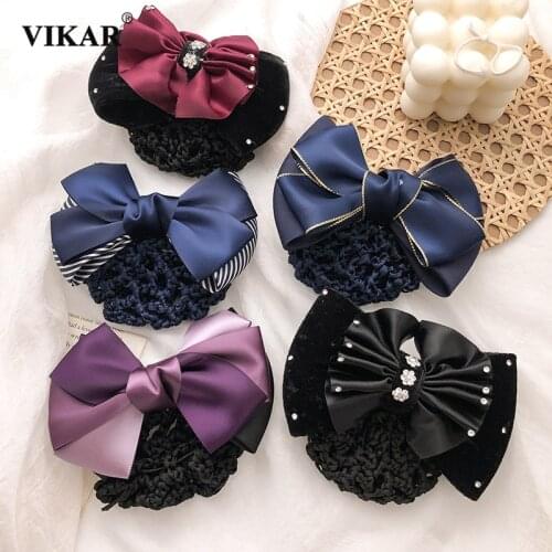 New Women Shiny Diamond Bows Hair Clips Girls Elegant Silk Hair Accessories Fashion Full Rhinestone Hairpins Headdress Barrettes