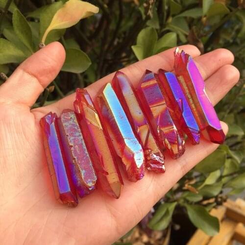 100g Natural Rock Quartz Points Electroplating Colorful Crystal Points Reiki