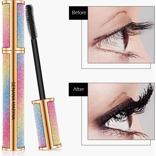 SENANA 4D Silk Fiber Lashes Thick Lengthening Mascara Long Black Lash Eyelash Extension Eye Lashes Brush Makeup Eye Cosmetics