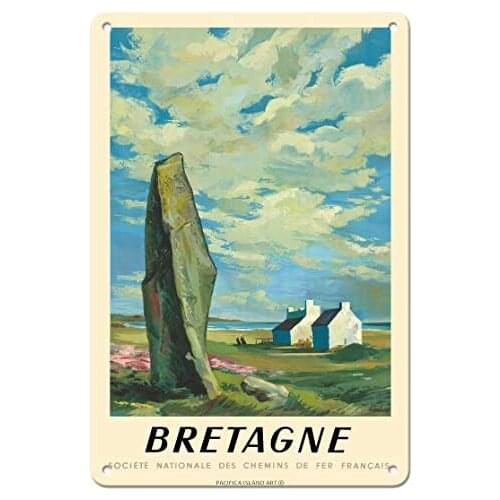 Brittany (Bretagne) - Northwest France - French National Railways (SNCF) - Railroadby ABEL c.1947 Metal Tin Sign