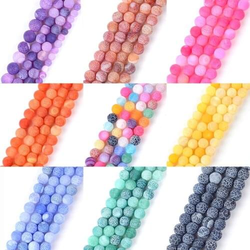4 6 8 10 12mm Natural Stone Beads Frost Agates Round Beads For Diy Jewelry Making Bracelet Jewellery Accessories Wholesale 15"