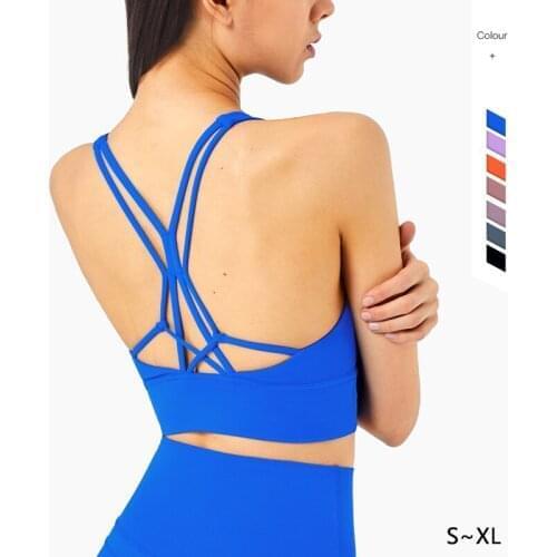 New Summer Sports Bras Nude Sling Cross Beautiful Back Sports Underwear Yoga Bra Vest Double Shoulder Top Sleep Wear Women