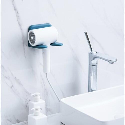 Bathroom Hair Dryer Holder Blower Simple Wall-mounted Hair Dryer Rack Solid Color Plastic Shelf Bathroom Accessories