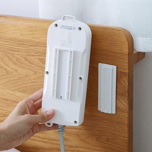 Row Plug Holder Retainer Self-adhesive Plug Strip Board Wall Mount Organizer Free Punching Plug Fixer