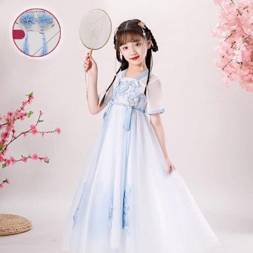 Chinese Style Children Hanfu Costume Ancient Style Kids Tang Suit Girls Fairy Cheongsam Dress Princess Dresses