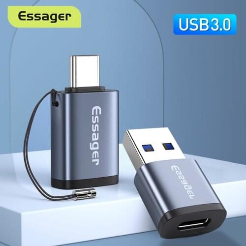 Essager USB 3.0 Type-C OTG Adapter Type C USB C Male To USB Female Converter For Macbook Xiaomi Samsung S20 USBC OTG Connector