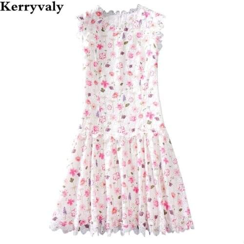 Summer Floral Waist Hugging Slim Elegant Women Dress Vestidos Mujer Verano 2021 A- Line Sleeveless Vest Party Dress N9966