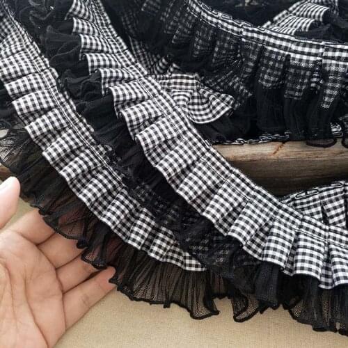Cute Little Black Plaid Ribbon Gauze Creased Lace DIY Doll Clothes Skirt Neck Cuffs Striped Headband Trim Accessories Decoration