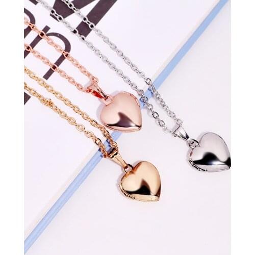 Fashion Heart Photo Frame Necklace Pendant Couple Can Open Jewelry For Women Men Accessories YT-N315
