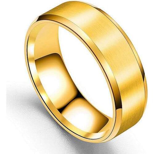 WANGAIYAO new mens stainless steel double beveled frosted ring smooth brushed fashion temperament ring male