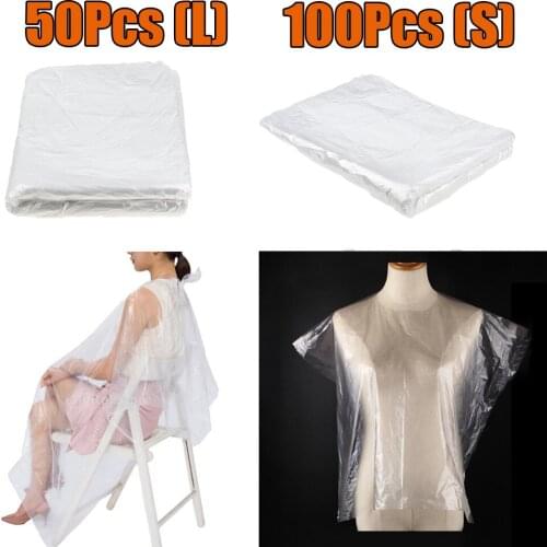 Set of 150 S&L Waterproof Clear Disposable Hair Cutting Capes Kit Salon Gown
