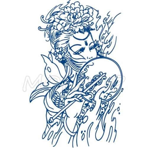 Juice Tattoo Sticker Classical Girl Peony Flower Waterproof Temporary Makeup Fake Tatoo for Women Men Lasting To 5 -15 Days