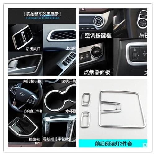 ABS Center Console Panel Stickers Sequin Frame Interior Decoration For Hyundai Creta IX25 2015 2016 Auto Accessories Car-styling
