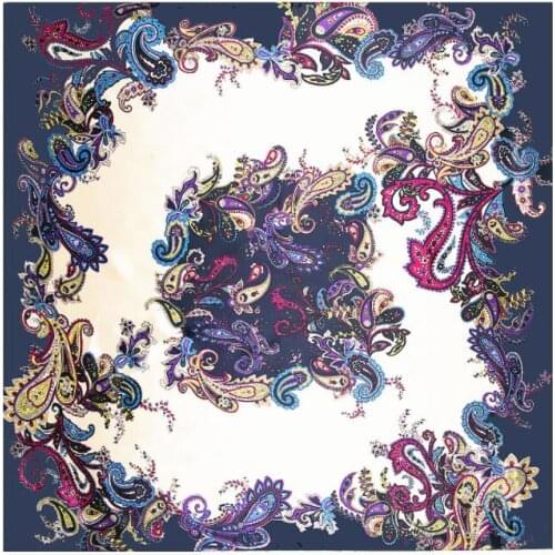 New Arrival 90*90cm Luxury Brand Women Silk Scarfs Colorful Cashew Flower Square Scarves Spring Summer Shawls For Ladies