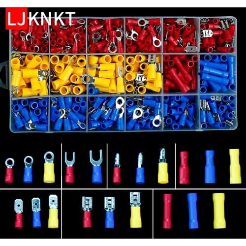 Crimp flat terminal box insulated fork quick connector kit Electrical distributor ring hybrid cable wire trolley kit 1.25/2/5.5