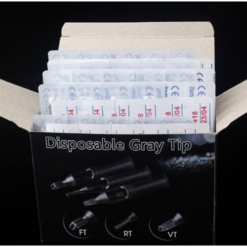 Disposable Tattoo Needle Tips Nozzles Round & Flat RT FT For Tattoo Body Art Tattoo Supply Sterile Grey Short Plastic
