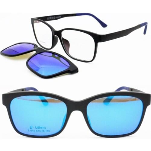 Original design 015 full ULTEM square single color prescription eyeglasses megnatic clip on polarized colorful sunglasses lenses