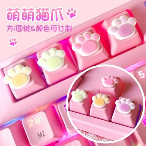Personality Customized Pink R4 Kitty Paw Artisan Cat Paws Pad Keyboard keyCaps for Cherry MX Switches