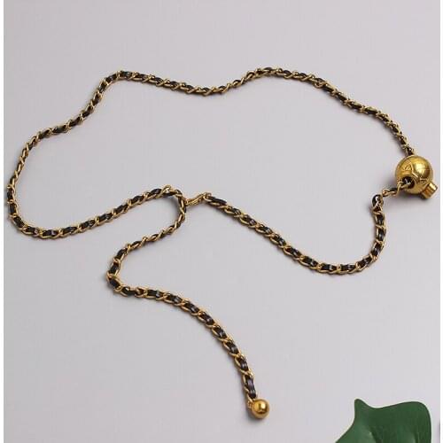 Euroepan Classic Weaving PU Metal Waist Chain White Black Slim Corset Adjustable Waisbtand 2021 Design Dress Cinch Waist Belts