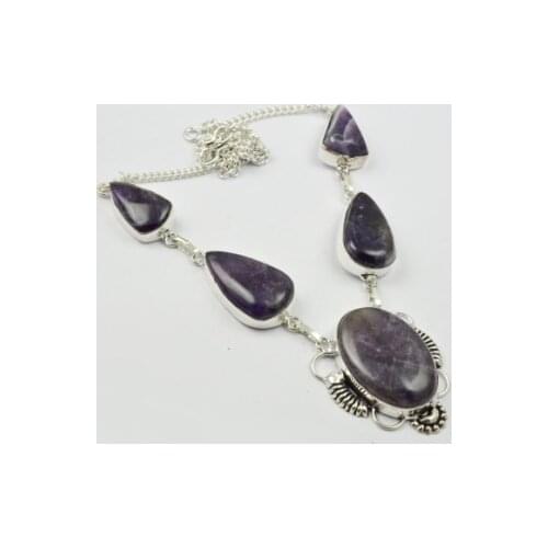 Amethysts Necklace Silver Overlay over Copper , 48.5 cm, N2206