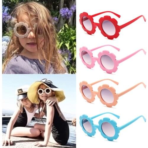 Sun Flower Childrens Sunglasses Cute Baby Comfortable Colorful Gifts Kids Sunglasses Boy Girls Round Frame Flower Petal Glasses