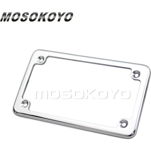 4"x7" Standard License Plate Frame Aluminum Chrome Number Plate Cover for Motor Bike Chopper Scooter Cafe Racer
