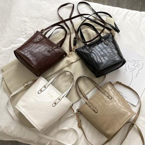 Crocodile Pattern PU Leather Bucket Bags For Women 2020 Shoulder Bag Lady Fashion Small Handbags Luxury Totes