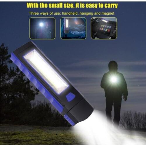 LED Flashlight Rechargeable Hook Work Light Emergency Tent Light Outdoor COB Lamp Beads LED Car Inspection 200 Lumens Flashlight
