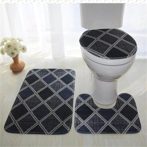 Bathroom Carpet For Toilet 3 pcs/set Non Slip PVC Bath Mat Anti Slip Tape Bathroom Set Rug With Cover Modern Carpet Floor Mats