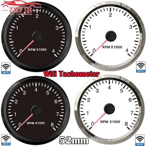Waterproof Car Boat Tachometer Wifi Gauge 4000 8000 RPM 52mm Marine Tacho Meter with Stepper Motor For Diesel & Gasoline Engine