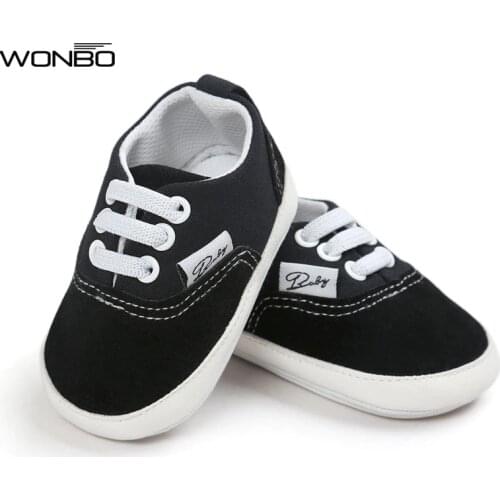 Wonbo Brand New design Baby Canvas shoes Lace-up Baby Moccasins Bebe Rubber Soled Non-slip Footwear Crib Sneakers baby shoes