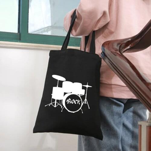 Rock Music Fashion Women Shopping Totes Bag Shoulder Black Canvas Bag Casual Travel Harajuku Bag Shopper Reusable Mom Life Bags