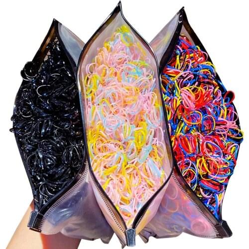 1000Pcs/Pack Hair Accessories Hair Ties Colorful Small Disposable Hair Bands Scrunchie Girls Elastic Rubber Band Ponytail Holder