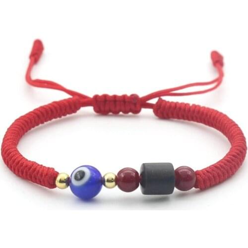 Lucky Rope Thread String Wood Bead Bracelet Couple Braided Adjustable Turkish Evil Eye Bracelets for Women Men Lovers' Jewelry